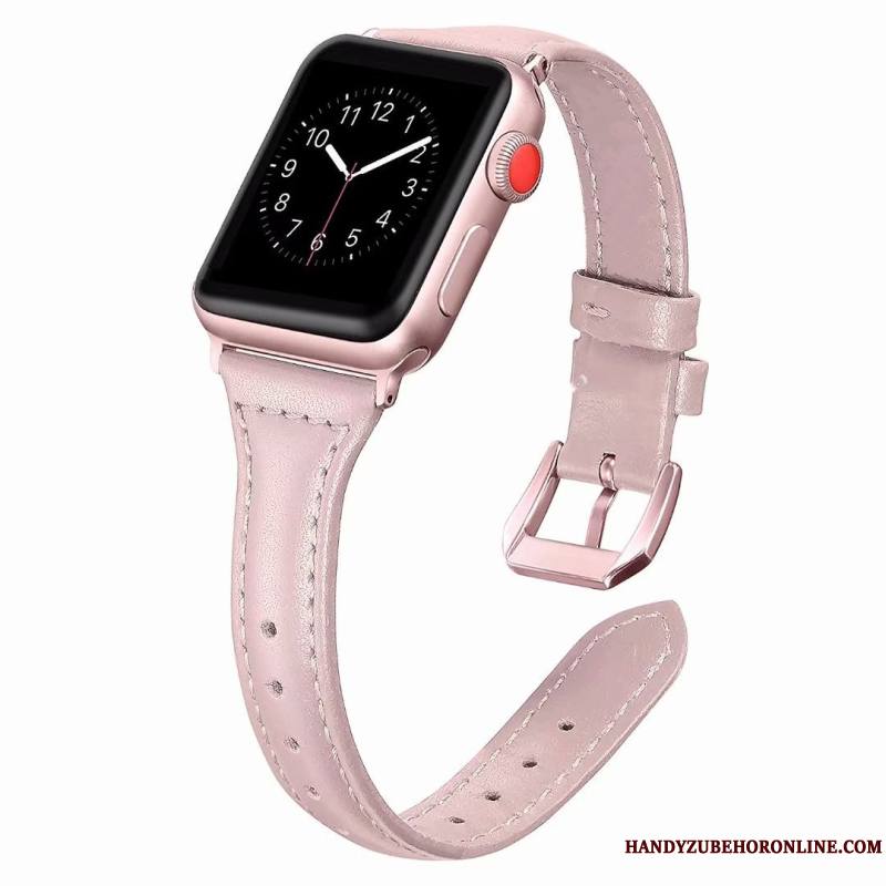 Apple Watch Series 1 Coque Cuir Véritable Côté Fin Rose