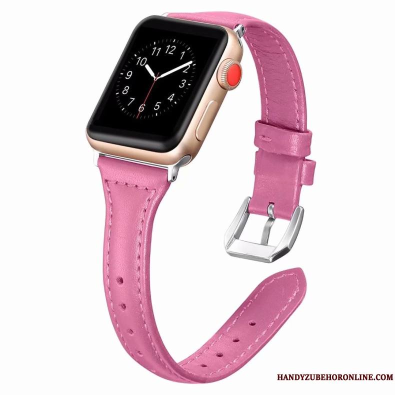Apple Watch Series 1 Coque Cuir Véritable Côté Fin Rose