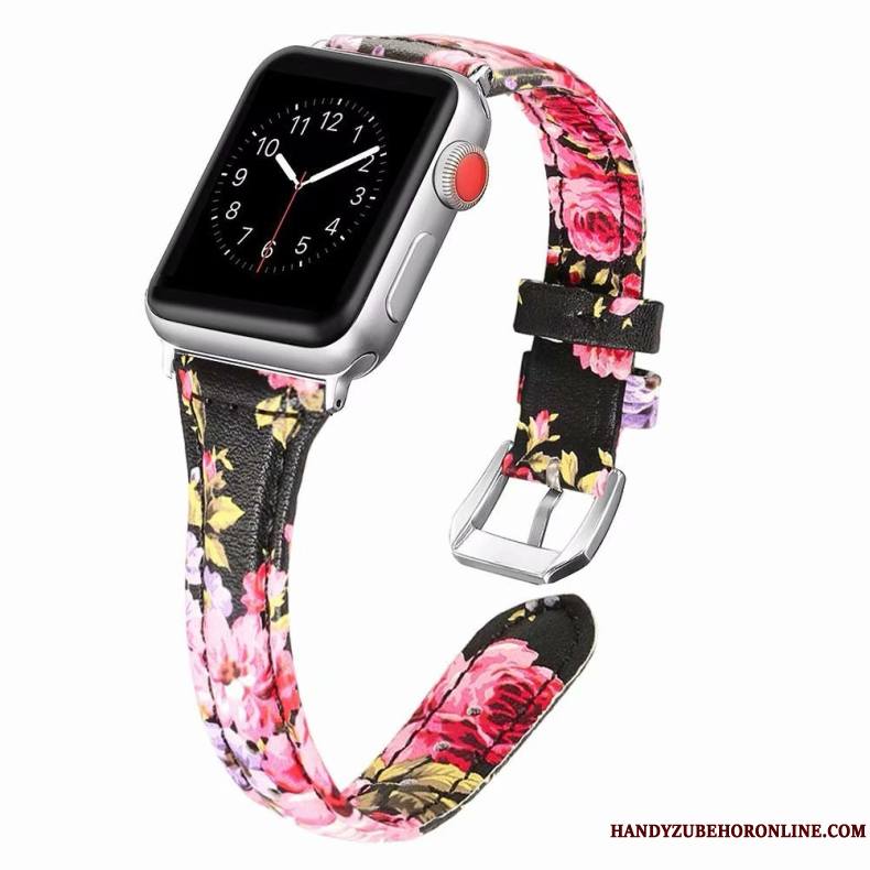 Apple Watch Series 1 Coque Cuir Véritable Côté Fin Rose