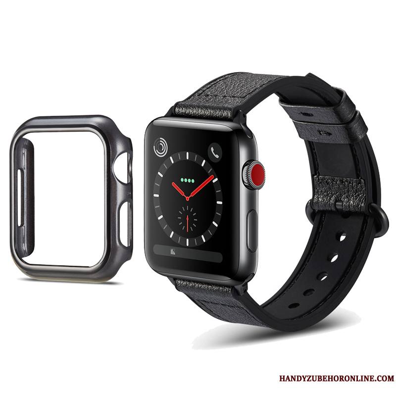 Apple Watch Series 1 Noir Coque Peau Douce Couleur Vintage Étui Protection