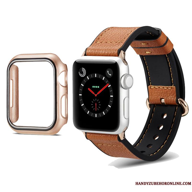 Apple Watch Series 1 Noir Coque Peau Douce Couleur Vintage Étui Protection