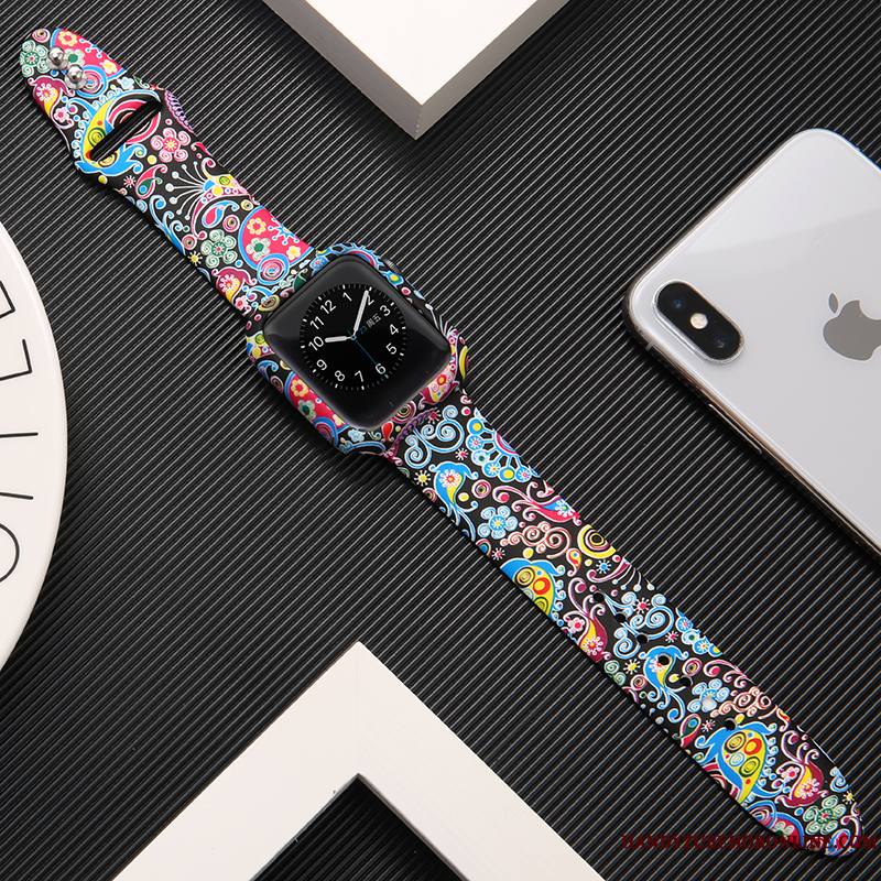 Apple Watch Series 2 Protection Coque Silicone Imprimé Marque De Tendance Léopard Kaki