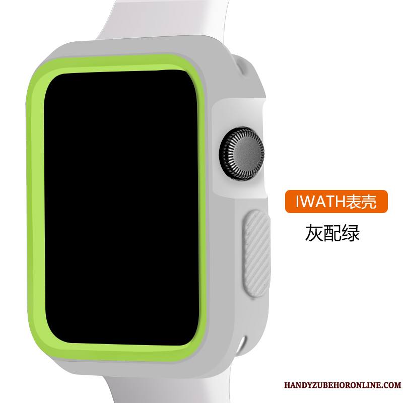 Apple Watch Series 3 Coque Silicone Bicolore Noir Sport Vert Tout Compris