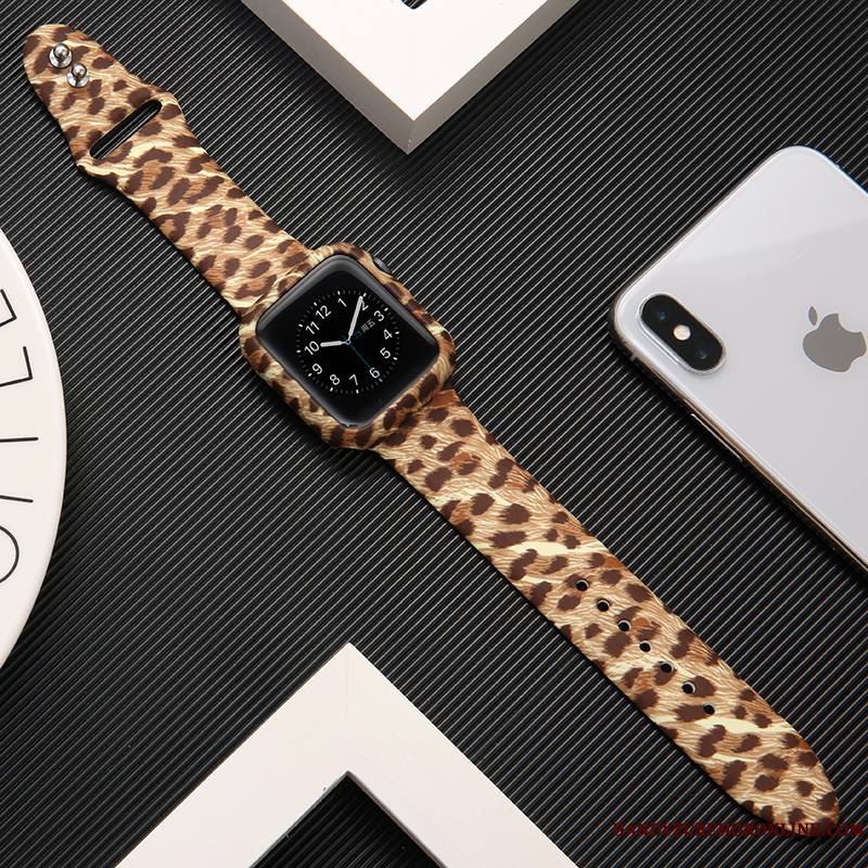 Apple Watch Series 3 Noir Imprimé Blanc Protection Coque Marque De Tendance Silicone