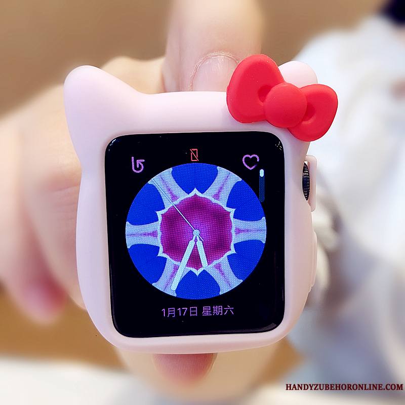 Apple Watch Series 3 Protection Papillon Coque Dessin Animé Chat Tendance Blanc