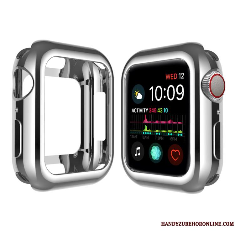 Apple Watch Series 5 Coque Pu Silicone Rose Protection Étui Fluide Doux Placage