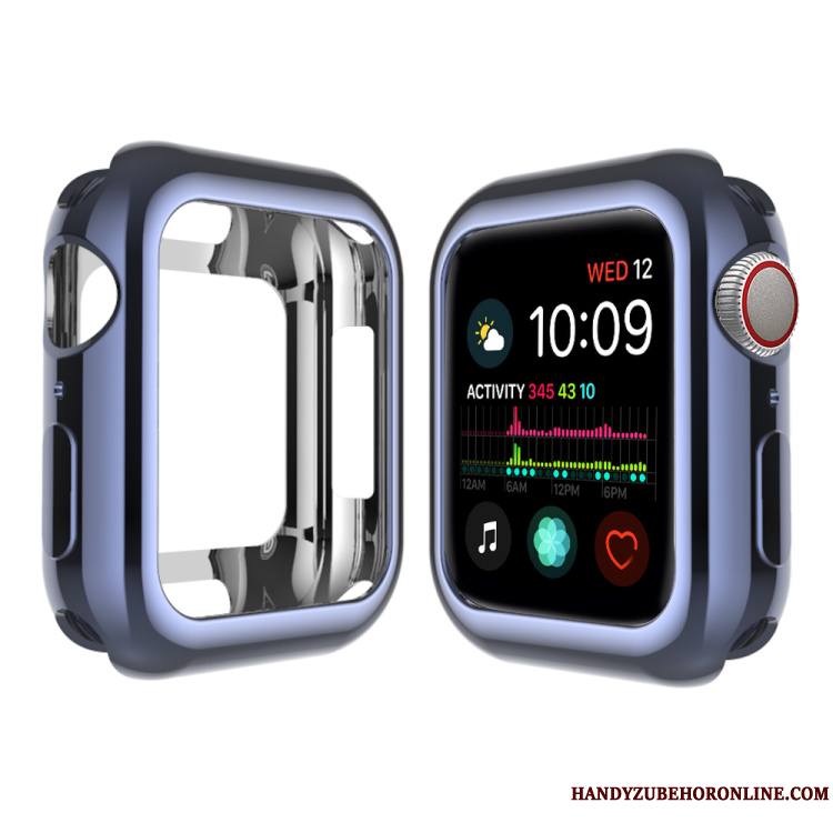 Apple Watch Series 5 Coque Pu Silicone Rose Protection Étui Fluide Doux Placage