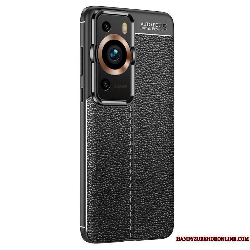 Coque Huawei P60 Pro Effet Cuir Litchi Double Line