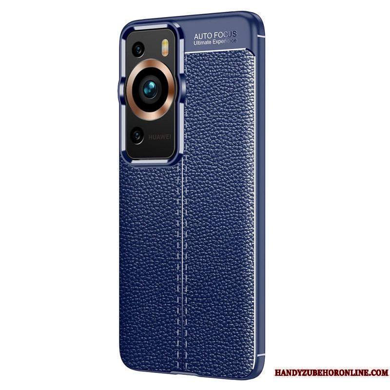 Coque Huawei P60 Pro Effet Cuir Litchi Double Line