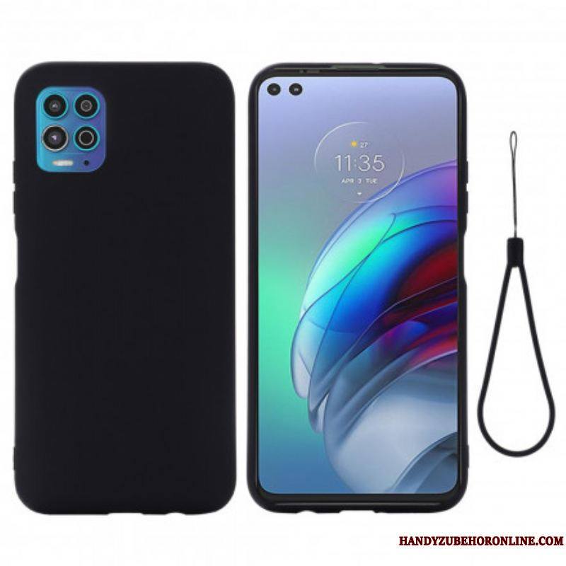 Coque Moto G100 Silicone Liquide avec Lanière