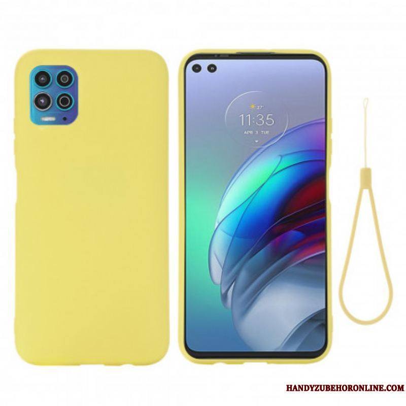 Coque Moto G100 Silicone Liquide avec Lanière