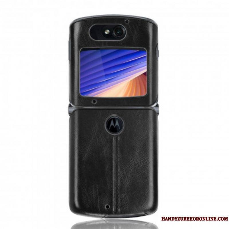 Coque Motorola Razr 5G Simili Cuir Coutures