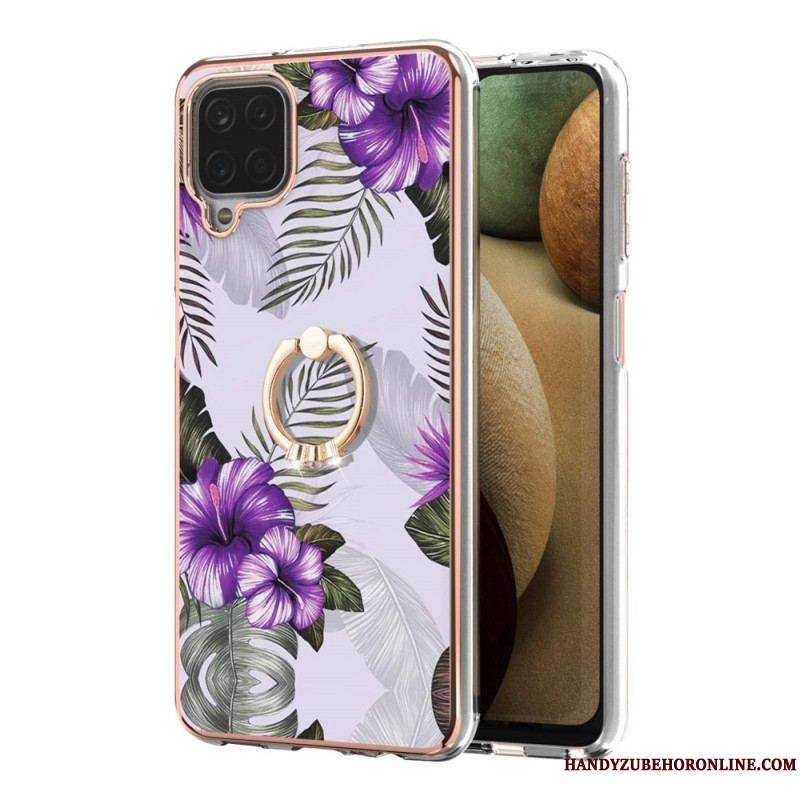 Coque Samsung Galaxy A12 / M12 Fleurs Anneau-Support