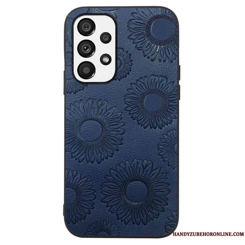 Coque Samsung Galaxy A13 Effet Cuir Fleurs