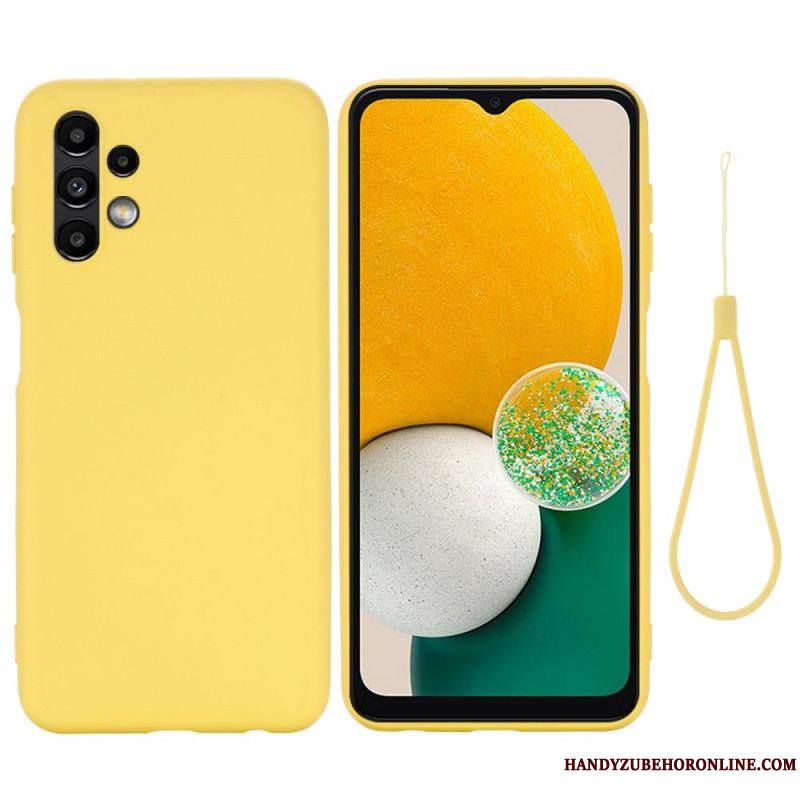 Coque Samsung Galaxy A13 Silicone Liquide avec Lanière