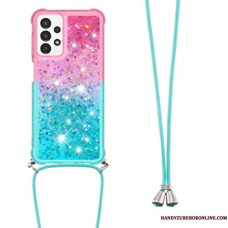 Coque Samsung Galaxy A13 à Cordon Silicone Paillettes