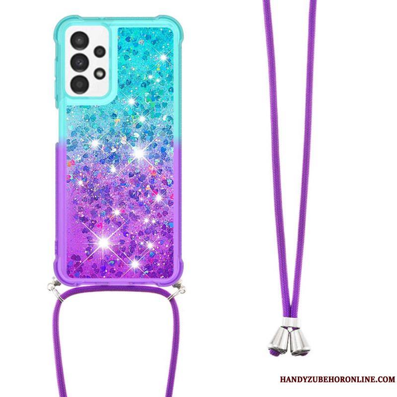 Coque Samsung Galaxy A13 à Cordon Silicone Paillettes