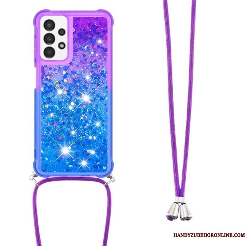 Coque Samsung Galaxy A13 à Cordon Silicone Paillettes