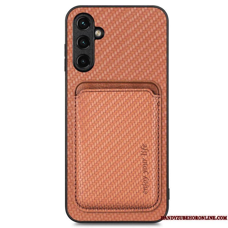 Coque Samsung Galaxy A14 5G / A14 Fibre Carbone Porte-Cartes Amovible