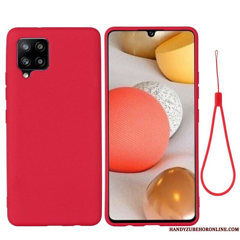 Coque Samsung Galaxy A42 Silicone Liquide avec Lanière