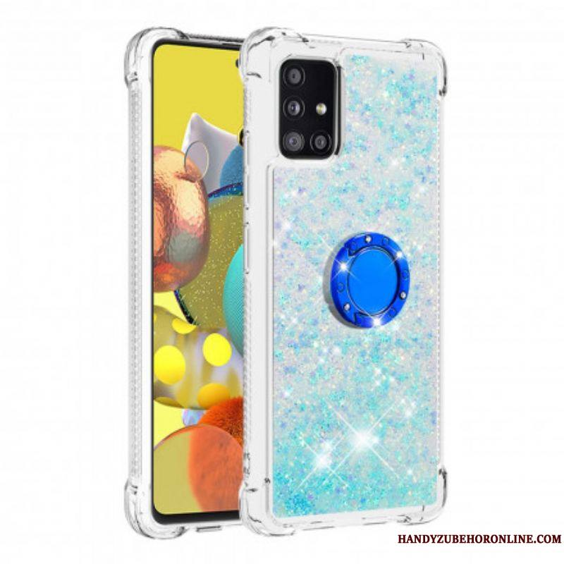 Coque Samsung Galaxy A51 5G Paillettes avec Anneau-Support