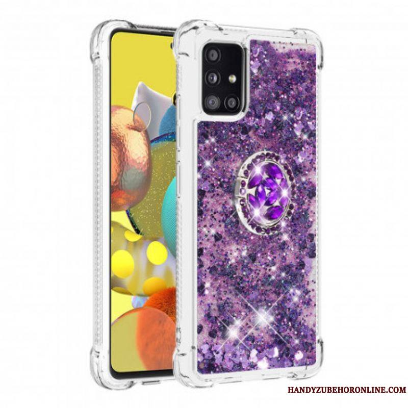 Coque Samsung Galaxy A51 5G Paillettes avec Anneau-Support