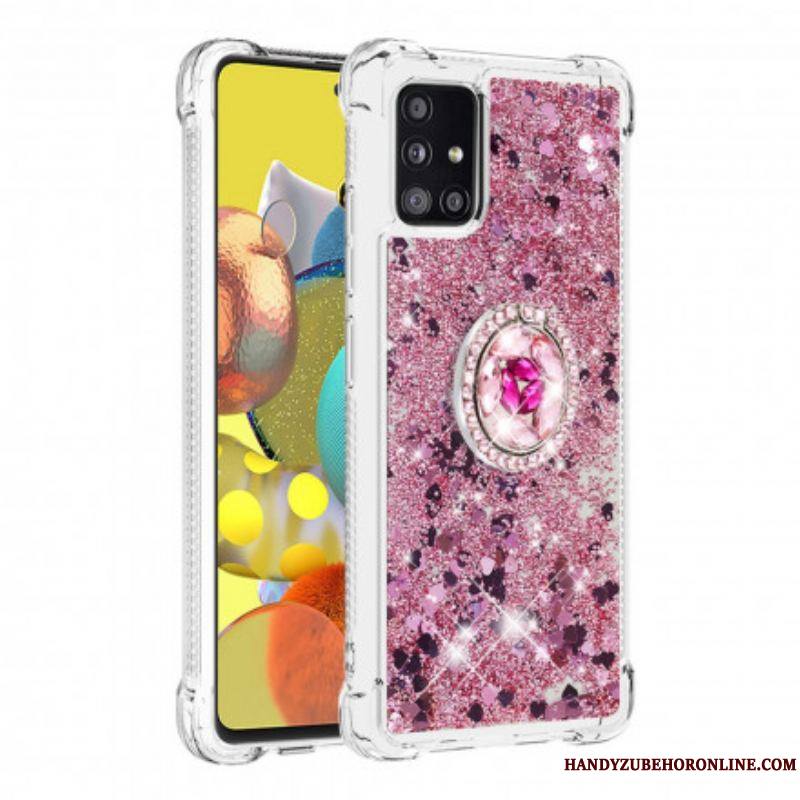 Coque Samsung Galaxy A51 5G Paillettes avec Anneau-Support