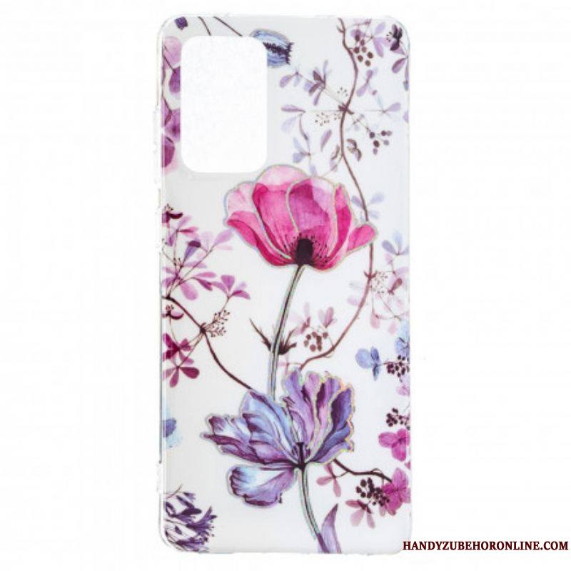 Coque Samsung Galaxy A52 4G / A52 5G / A52s 5G Marbrée Fleurs