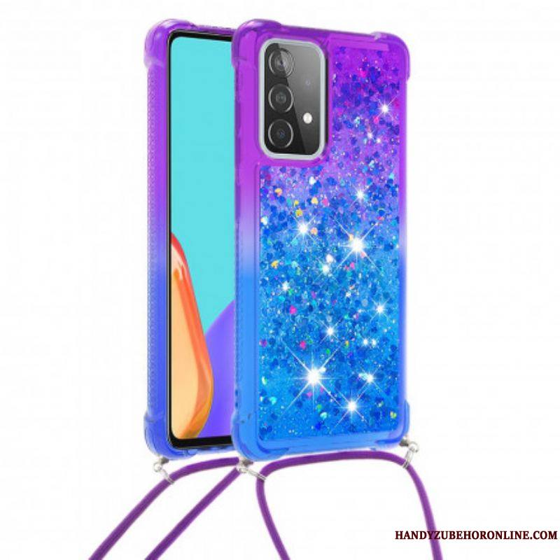 Coque Samsung Galaxy A52 4G / A52 5G / A52s 5G Silicone Paillettes et Cordon