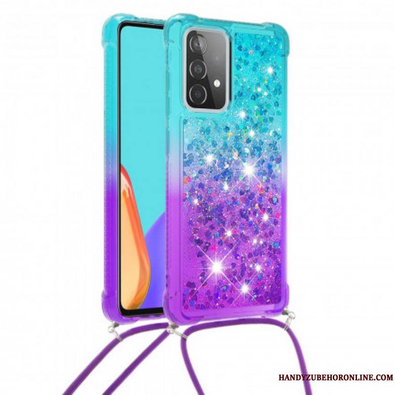 Coque Samsung Galaxy A52 4G / A52 5G / A52s 5G Silicone Paillettes et Cordon