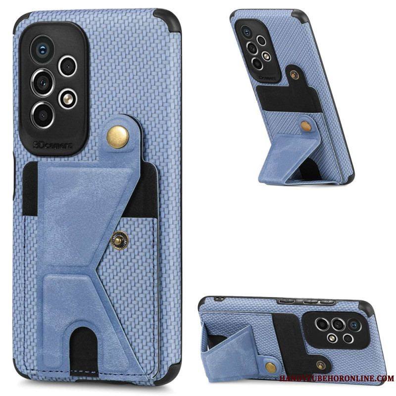 Coque Samsung Galaxy A53 5G Fibre Carbone Porte-Cartes Support