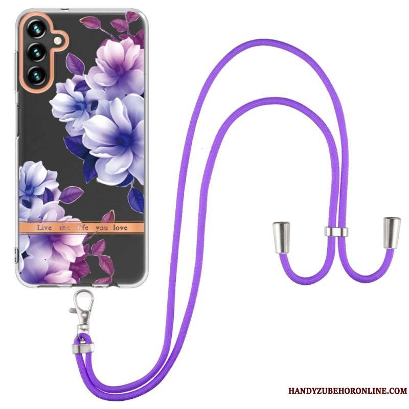 Coque Samsung Galaxy A54 5G à Cordon Fleurs