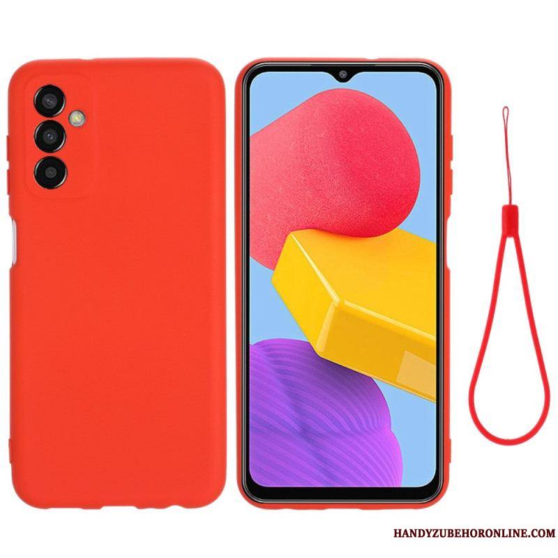 Coque Samsung Galaxy M13 Silicone Liquide avec Lanière