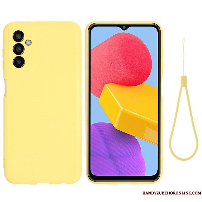 Coque Samsung Galaxy M13 Silicone Liquide avec Lanière