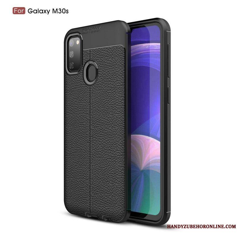 Coque Samsung Galaxy M21 Effet Cuir Litchi Double Line