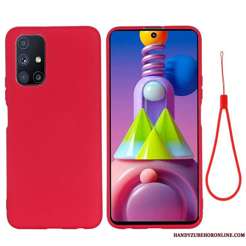 Coque Samsung Galaxy M51 Silicone Liquide avec Lanière