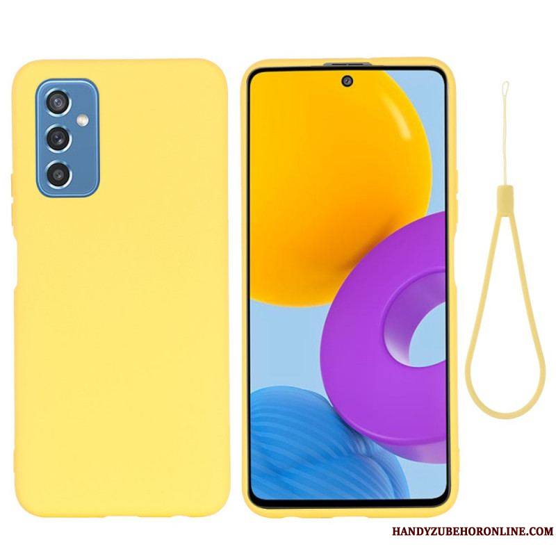 Coque Samsung Galaxy M52 5G Silicone Liquide à Lanière