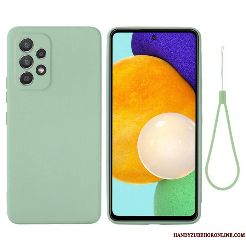 Coque Samsung Galaxy M53 5G Silicone Liquide avec Lanière