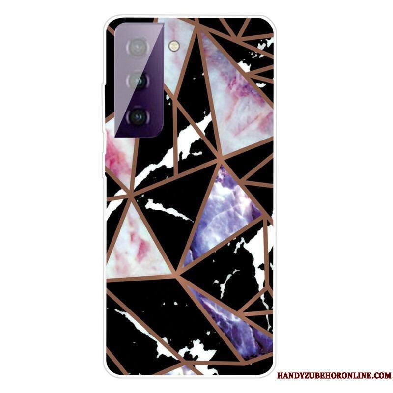 Coque Samsung Galaxy S21 FE Marbre Géométrique Décliné