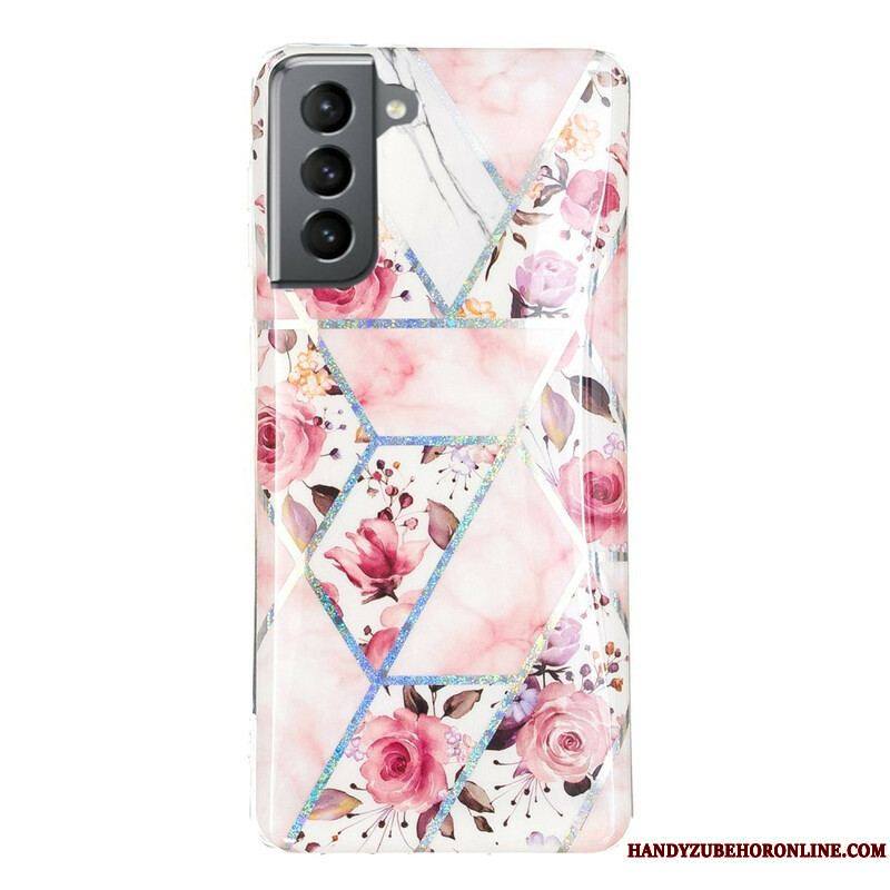 Coque Samsung Galaxy S21 FE Marbrée Fleurs