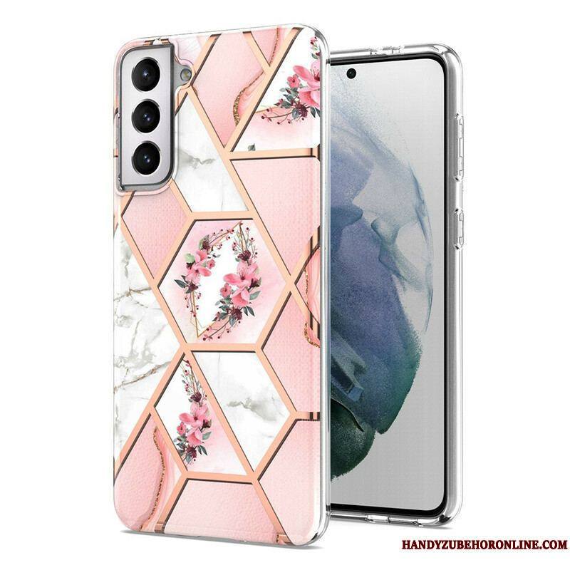 Coque Samsung Galaxy S21 FE Marbrée Florale