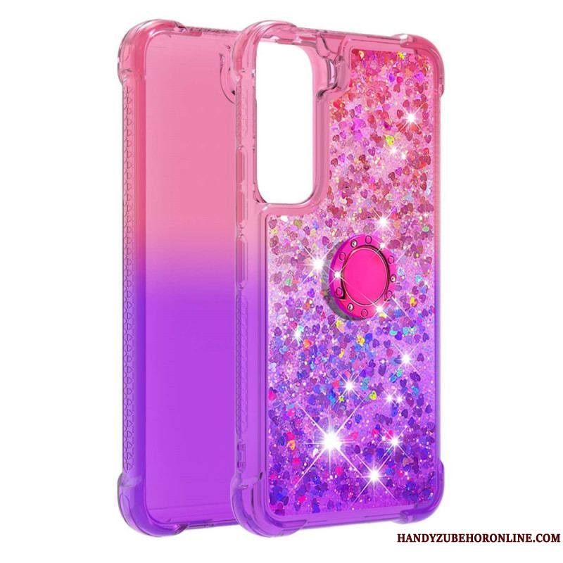 Coque Samsung Galaxy S22 5G Paillettes Anneau-Support