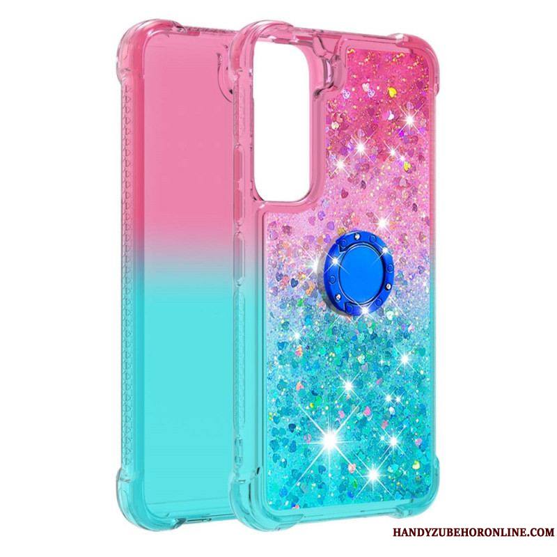 Coque Samsung Galaxy S22 5G Paillettes Anneau-Support