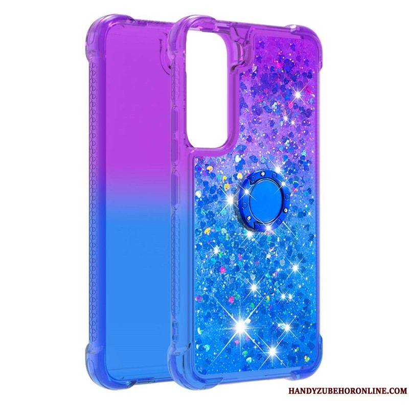 Coque Samsung Galaxy S22 5G Paillettes Anneau-Support