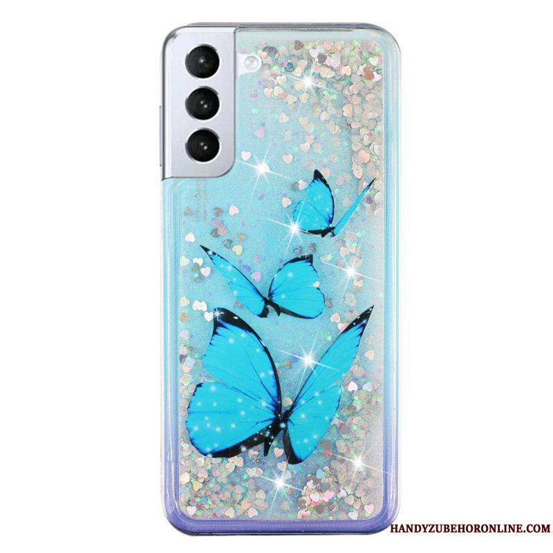 Coque Samsung Galaxy S22 5G Paillettes Papillons