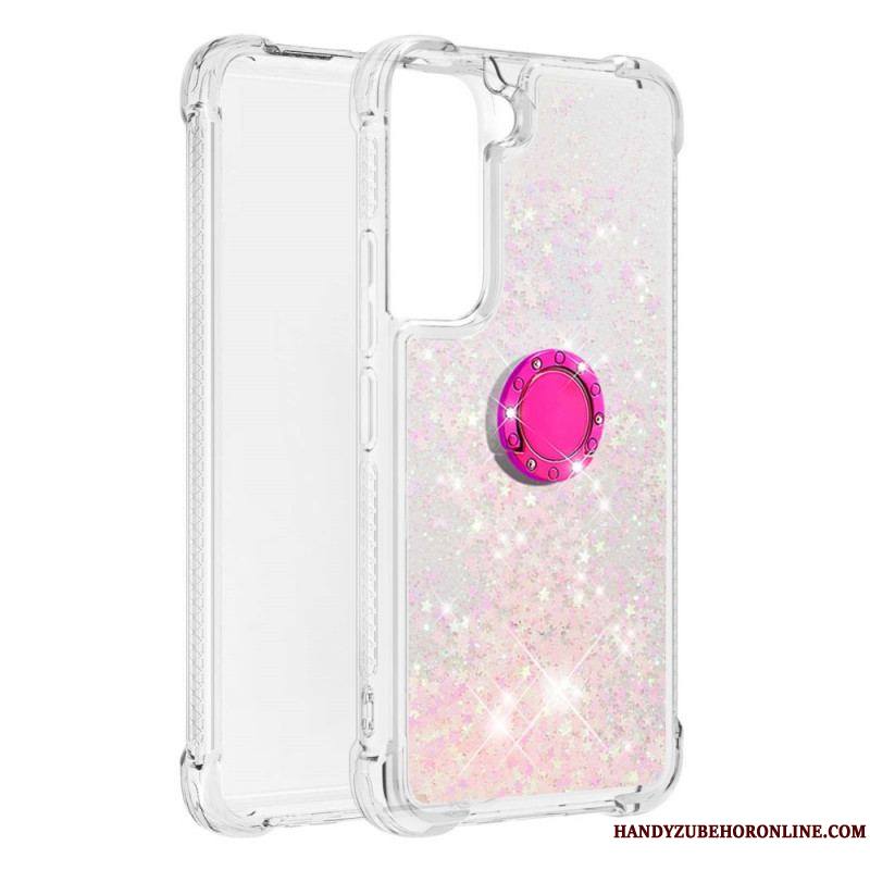 Coque Samsung Galaxy S22 5G Paillettes avec Anneau-Support