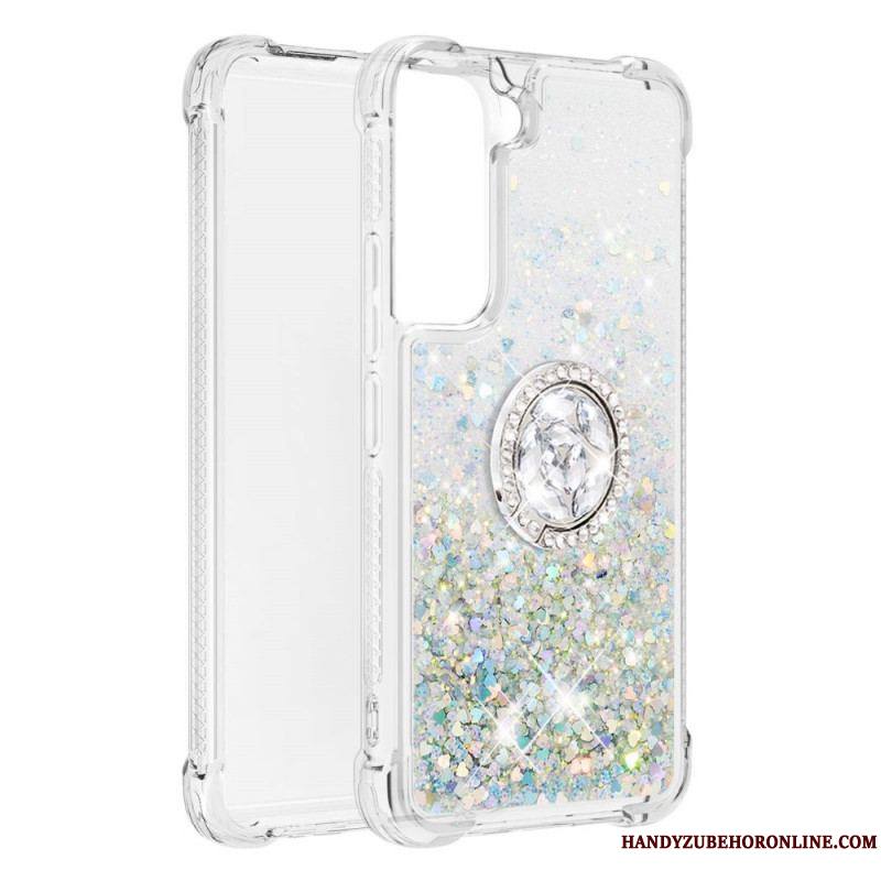 Coque Samsung Galaxy S22 5G Paillettes avec Anneau-Support