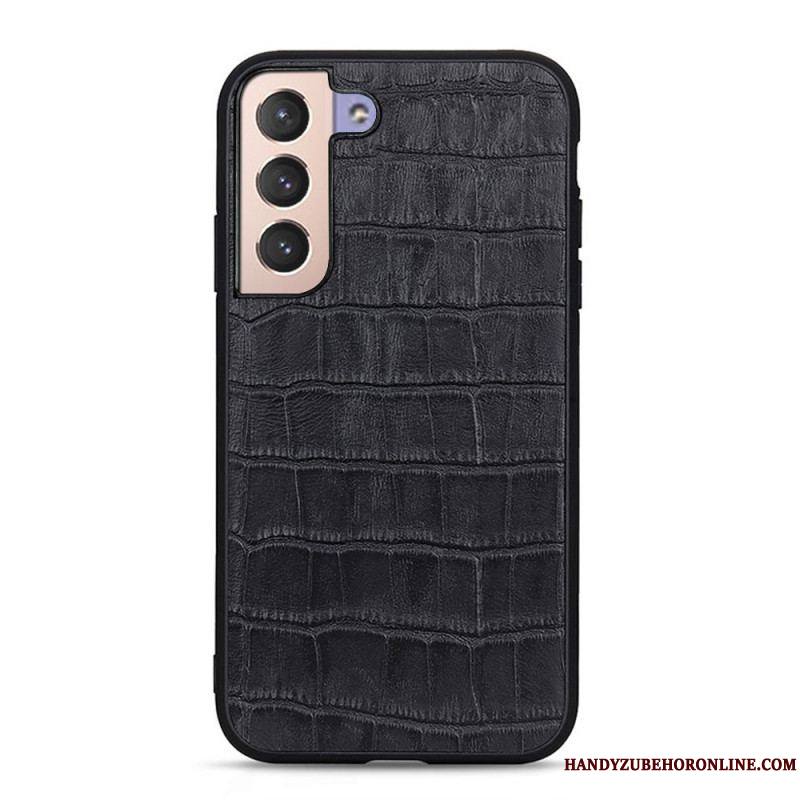 Coque Samsung Galaxy S22 5G Véritable Cuir Texture Crocodile