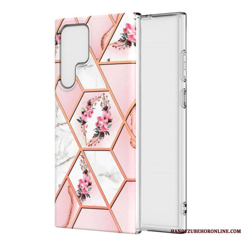 Coque Samsung Galaxy S22 Ultra 5G Marbrée Florale