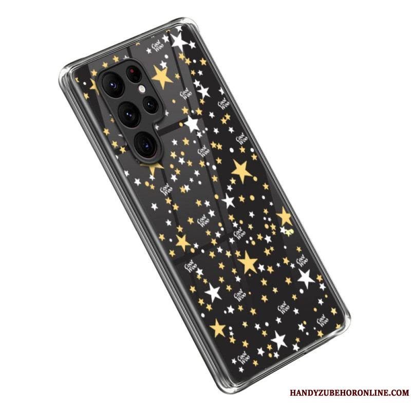 Coque Samsung Galaxy S23 Ultra 5G Transparente Étoiles / Coeurs